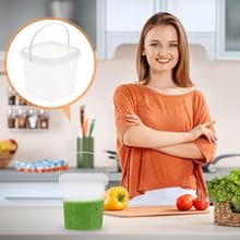 سطل پلاستیکی شفاف با پوشش بستنی سطل ذخیره سازی مواد غذایی سطل ذخیره سازی یخچال مربع سطل پلاستیکی با دسته برای آشپزخانه خانگی 3