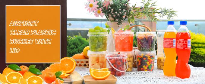 500 میلی لیتر 1 لیتر 2 لیتر 3 لیتر 4 لیتر 5 لیتر عرضه کارخانه دسته مواد غذایی درجه بسته بندی سطل گرد سفید شفاف پلاستیک سطل گرد با درب 4