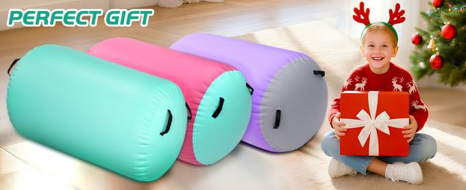 مجموعه غلتک بادی ژیمناستیک، بشکه ژیمناستیک غلتان بادی با پمپ برقی برای کودکان بزرگسالان تمرین ژیمناستیک در فضای باز در خانه، تشویق و یوگا 4