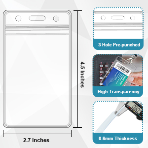 Pack Clear ID Badge Holder With Lanyard Black Lanyards With Vertical Waterproof ID Badge Holder For Office, School, Travel 3