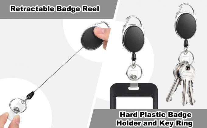 Pack Badge Holder Retractable Clip Heavy Duty Reels With Vertical Sliding ID Badge Holder Black Hard Plastic For Women Nurse Teacher Student 1