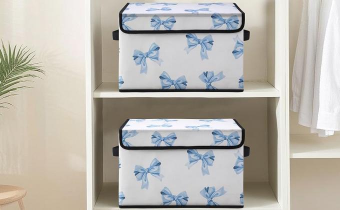 Closet Storage Fabric Storage Bins for Shelves Stackable Clothes Storage Bins With Lids,Closet Organizers Fabric Printing Box For Home Office,Blanket Clothes Organizers, Under Bed Storage Containers 4