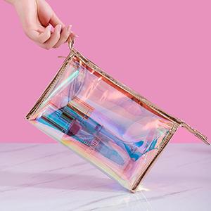 Holographic Makeup Bags Set, Clear Iridescent Cosmetic Bags, Portable Waterproof Toiletry Bag, Travel Zippered Makeup Organizer Cosmetic Pouch for Women, Mothers Day Gifts 6
