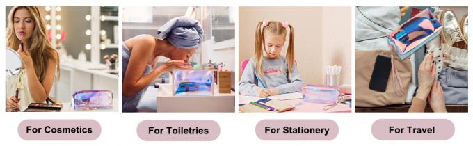 Holographic Makeup Bags Set, Clear Iridescent Cosmetic Bags, Portable Waterproof Toiletry Bag, Travel Zippered Makeup Organizer Cosmetic Pouch for Women, Mothers Day Gifts 7