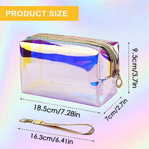 Holographic Makeup Bag Holographic Iridescent Cosmetic Bags With Zipper Travel Iridescent Makeup Bags Portable Holographic Bag Iridescent Holographic Bag For Makeup Tools Organizer 0
