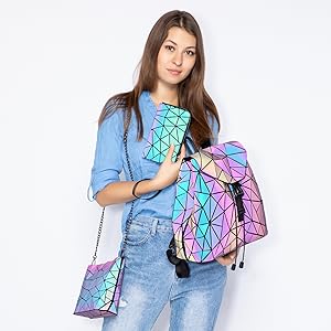 Model Show —— Geometric Luminous Backpack Set
