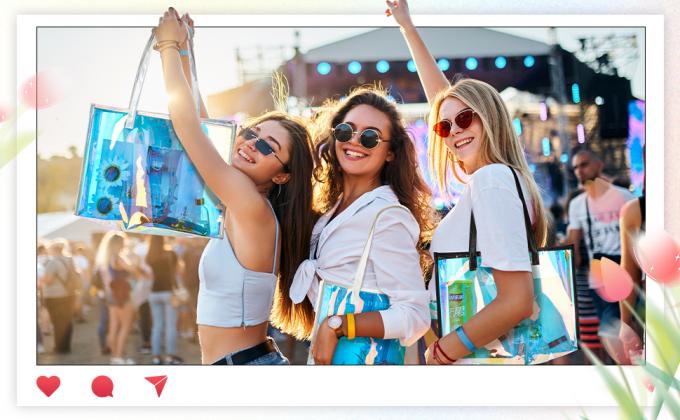 Holographic Clear Tote Bag With Leather Handle Iridescent Bachelorette Beach Bag For Work Stadium Travel, Fashion Bag, Tote Bag, Handle Bag, Handy Bag 5