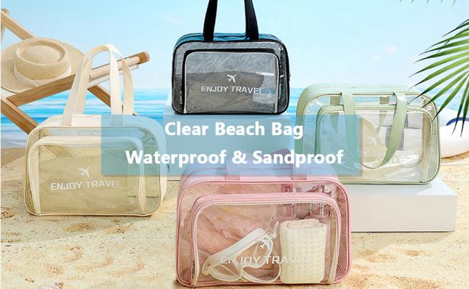 Travel Toiletry Bag For Women And Men, Beach Bag Waterproof Sandproof, Large Clear Tote For Gym Pool Beach Summer Vacation 4
