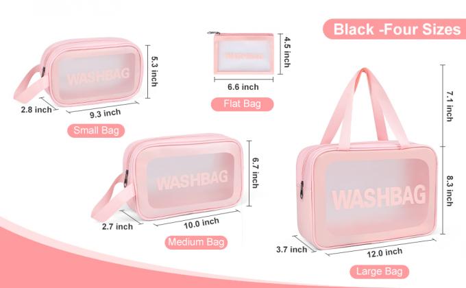 Upgrade Travel Toiletry Bags For Women, Pack-4 Different Size Make Up Bags With Handle, Large Capacity Translucent Waterproof Travel Cosmetic Bags Comestic Bag 1