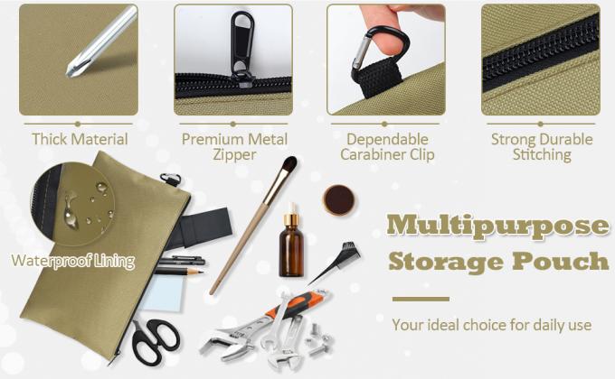 Pack Tool Bag, Premium Tool Pouch Zipper Bag, 12" Tool Pouch With Zipper, Multipurpose Storage Pouch With Carabiner For Tools, Stationary, Pencil Pouch, Gadgets, Cosmetics 0
