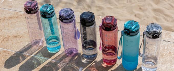 بطری آب، بطری آب ورزشی انگیزشی 32 اونس با نشانگر زمان - زمان نوشیدن - تریتان، بدون BPA، دهانه گشاد ضد نشت، شفاف (1 بطری) 0