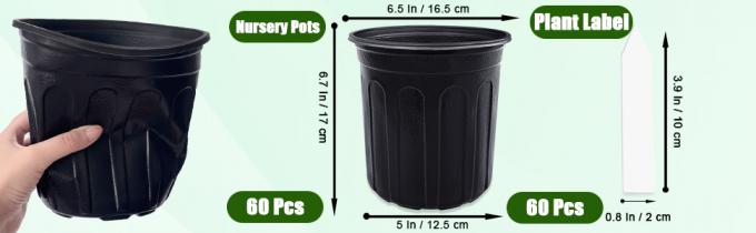 Gallon Plant Nursery Pots,Plastic Pots With Drainage Holes,Garden Flower Container Seedling Pot With White Label For Planting,Cuttings,Transplanting,Home Garden 1
