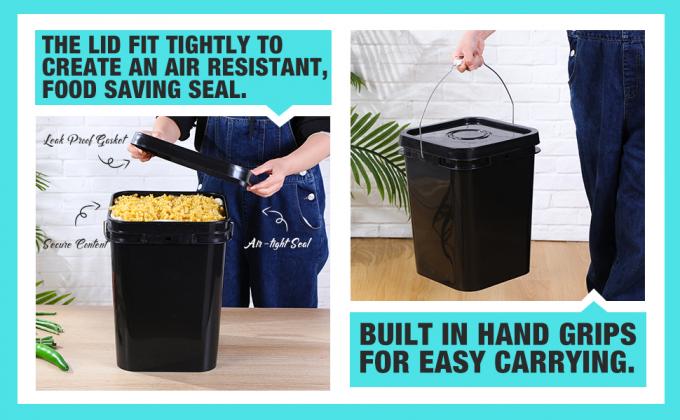 Square Bucket With Lid,Industries Barrels With Lid And Plastic Handle,Rain Buckets,Food Storage Containers DIY Label Stickers Towel And Brush For Paint Storage Tank Crafts 2