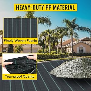 Commercial Grade Landscape Fabric, Garden Weed Barrier Fabric Heavy Duty, Geotextile Fabric Underlayment Gravel, Ground Cover Drainage Fabric, Weed Mat Cloth 1