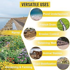 Commercial Grade Landscape Fabric, Garden Weed Barrier Fabric Heavy Duty, Geotextile Fabric Underlayment Gravel, Ground Cover Drainage Fabric, Weed Mat Cloth 5