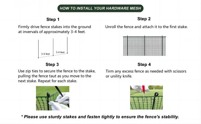 Plastic Hardware Mesh Netting, Garden Netting, Temporary Fence, Tree Guards, Safety Net For Balcony, Deck, Stair Railing, Animal Barrier, Poultry, Deer, With 50 Zip Ties 3