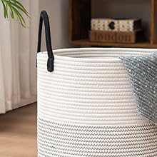 Woven Rope Laundry Hamper Basket, Tall Luandry Basket, Baby Nursery Hamper For Blanket Storage, Clothes Hamper For Laundry In Bedroom-Large-(CUSTOMIZED COLOR, 58L, 72L) 3