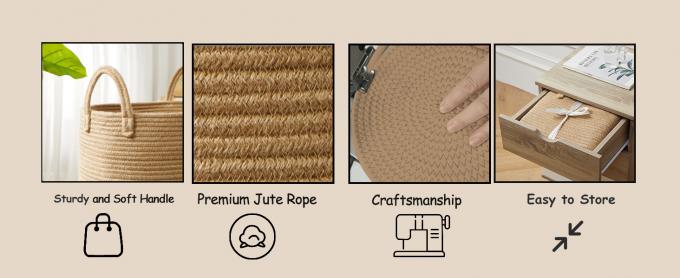 80L Extra Large Jute Woven Hamper Laundry Basket Wicker Rope Clothes Hamper For Baby Nursery Kids Tall Rattan Blanket Basket In Living Room Bedroom 4