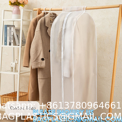 Customized Non-Woven Men'S Suit Bag For Travel Dust Folding Garment Bags PVC Clear Hanging Zip Suit Cover Bag