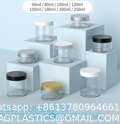 Cosmetic Food Pack 100ml 150ml 200ml 250ml 300ml Amber Pet Plastic Cosmetic Cream Jar With White Black Lid