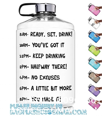 Gallon Water Bottle With Time Marker BPA Free, Motivational Large Water Jug Leak Proof Huge Water Container