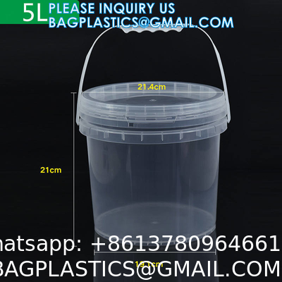 Heavy Duty Round Square Handle Bucket for Paint Chemical Ice Food Flowers, container barrel with handle