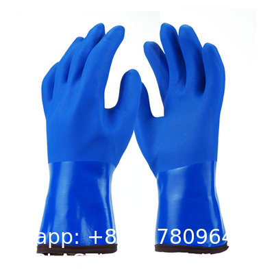 Grip Grain Finish Hand Pvc Heavy Duty Industrial Safety Working Gloves Cotton Liner Orange Full Coated Pvc Dip Gloves