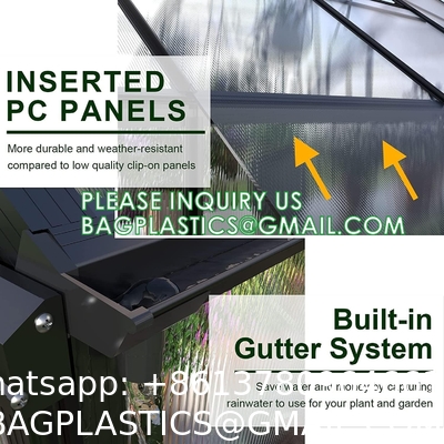 Portable Plant GreenHouse Zippered Door Windows, Galvanized Steel Hoops, Glass Greenhouse, Polycarbonate Greenhouse
