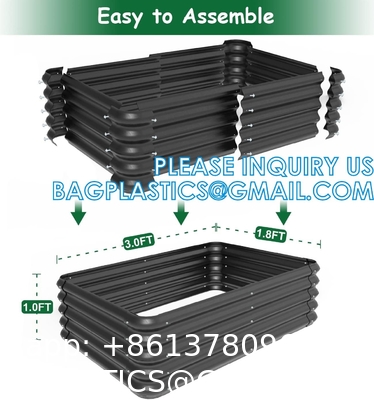 Planter Boxs, Garden Boxes, Galvanized Steel Raised Garden Bed Kit Planter Raised Box With Safety Rubber Edging Strip