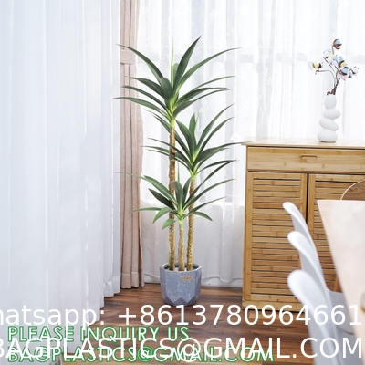 Artificial Tree 4.7Ft Faux Agave Plant with 3 Heads in Plastic Pot Fake Tree for Home Decor Indoor or Outdoor Office