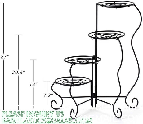 Plant Stand Indoor Outdoor, Plant Shelf Multiple Flower Pot Holder, Metal Wrought Iron Planter Shelf Plant Display