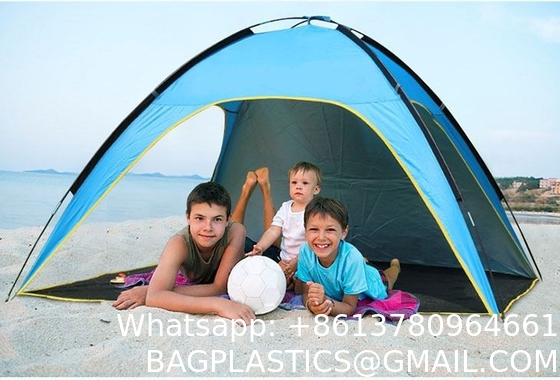 Beach Tent Sun Shelter - Portable Sun Shade Instant Tent for Beach Carrying Bag, Stakes, 6 Sand Pockets, Anti UV