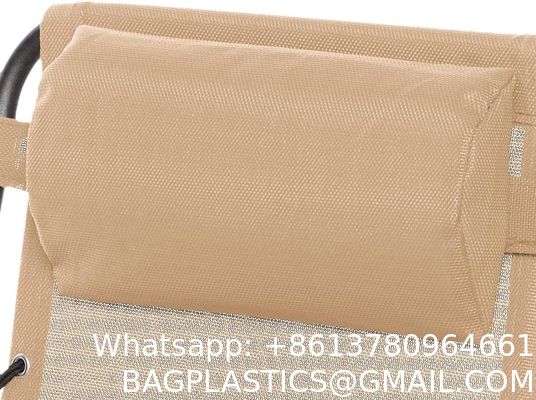 Outdoor Textilene Adjustable Zero Gravity Folding Reclining Lounge Chair With Pillow, 26", Beige