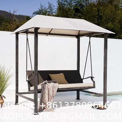 Outdoor Patio Swing Chair with Weather Resistant Steel Frame, Adjustable Canopy, Removable Cushion and Pillow
