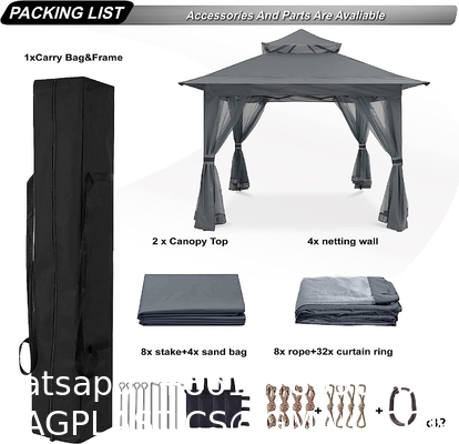 Pop Up Gazebo Mosquito Nettings, Outdoor Canopy Shelter Garden Lawn Backyard, Patio Cover Outdoor Gazebo Pergol