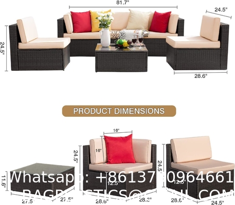 Patio Rattan Furniture Set Hidden Storage, 7 Sofa Sections, Outdoor Wicker Conversation Set, Natural Color Rattan