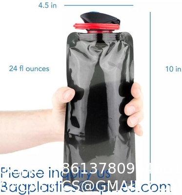 Solid Flexible Water Bottle Carabiner, Foldable Water Bottles Water Pouch Flexible - Reusable Travel Water Bottle