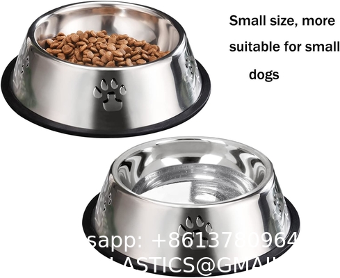 Stainless Steel Dog Bowls, Dog Feeding Bowls, Dog Plate Bowls with Rubber Base,Small Pet Feeder Water Bowls