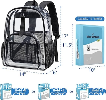 Clear Backpack Heavy Duty - Large Clear Backpacks For School PVC Transparent Bookbag For Students Work Stadium Travel