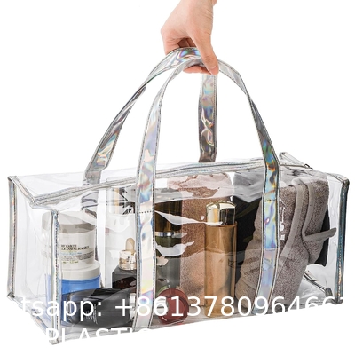 Tote Bag for Women Clear Gym Bag PVC Beach Bag Sports Duffel Bag with Durable Metal Zipper (One Clear Bag)