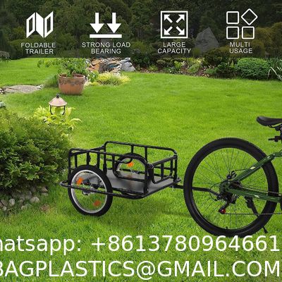 Foldable Bike Cargo Trailer with Bike Hitch, Bicycle Wagon Trailer with 16" Wheels & Reflectors, Large Loading