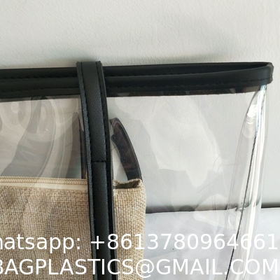 Transparent Bag Women New Trendy Summer Plastic Handbag Single Shoulder Mother Bag Beach Bag Linen Tote Extra Large