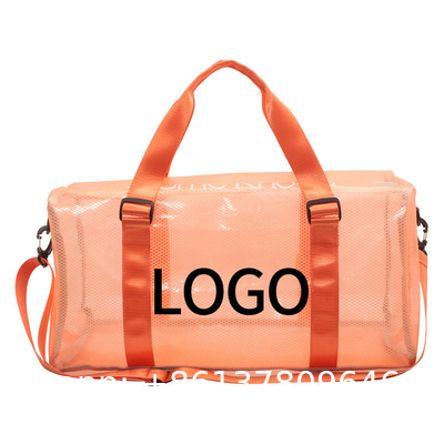 Custom Logo Large Capacity Portable Clear Fitness Pvc Duffel Bag Sport Gym Travel Duffle Beach Bag For Women