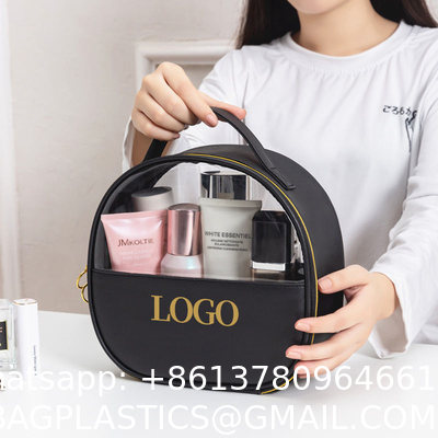 New Style Customization 3pcs/Set Luxury Designer Pvc Clear Cosmetic Bags Black Travel Makeup Pouch Bag With Logo
