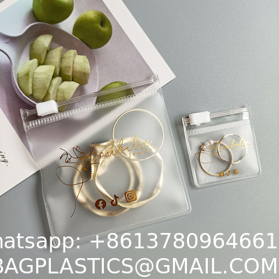 Luxury Custom Size Rings EARRINGS Packaging Mini Pouch Laser Colorful PVC Zipper Hologram Clear Plastic Jewelry Bag
