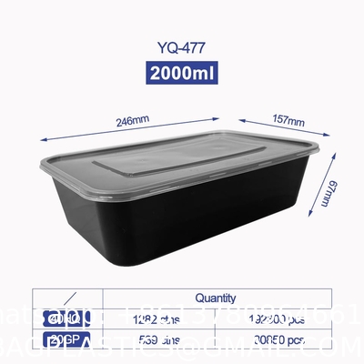 Disposable Microwave Safe PP Injection Restaurant Take Away Container Camping Food Container Meal Bento Box With Lid