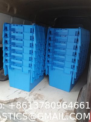 Trailer, Storage Container, Nesting and Stackable Plastic Storage Box with Lid Attached, Clear Tote for Garages, Closets, and Moving