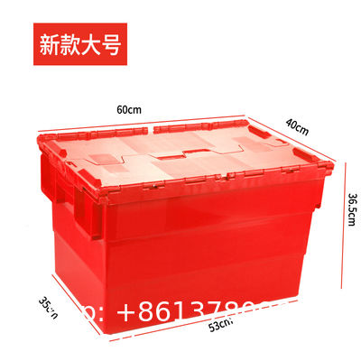 Heavy Duty Plastic Moving Boxes Attached Lid Containers Industrial Folding Tote Box For Warehouse Nestable Moving Crates Stackable Storage Attached Lid Tote Plastic Storage Bins With Lids