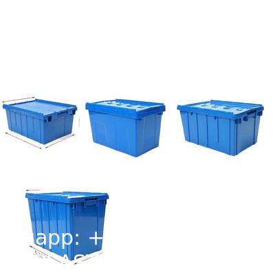 Heavy-Duty Solid Plastic Tote Storage Box With Attached Lid Recyclable Stackable Crate For Logistics And Moving Container