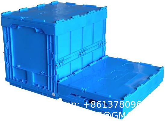 Storage Tote Distribution Container With Hinged Attached Lid Industrial Plastic Stackable Storage KeepBox Tote Container